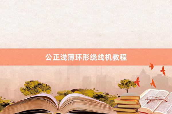 公正浅薄环形绕线机教程